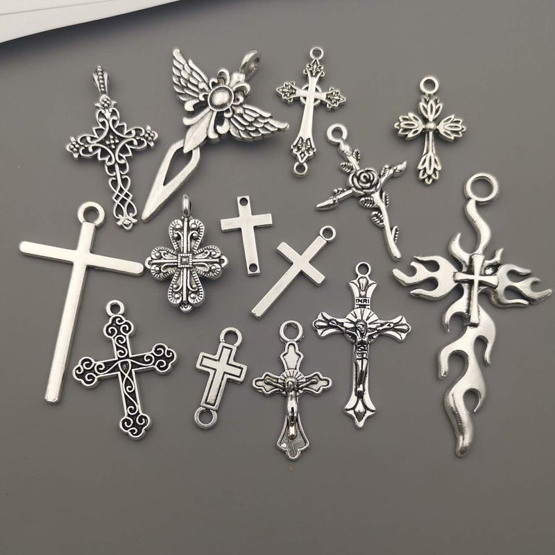 iloveDIYbeads 100g (About 42pcs) Craft Supplies Antique Silver Jesus Christ Cross Charms Pendants for Crafting, Jewelry Findings Making Accessory for DIY Necklace Bracelet (M266) - Image 4